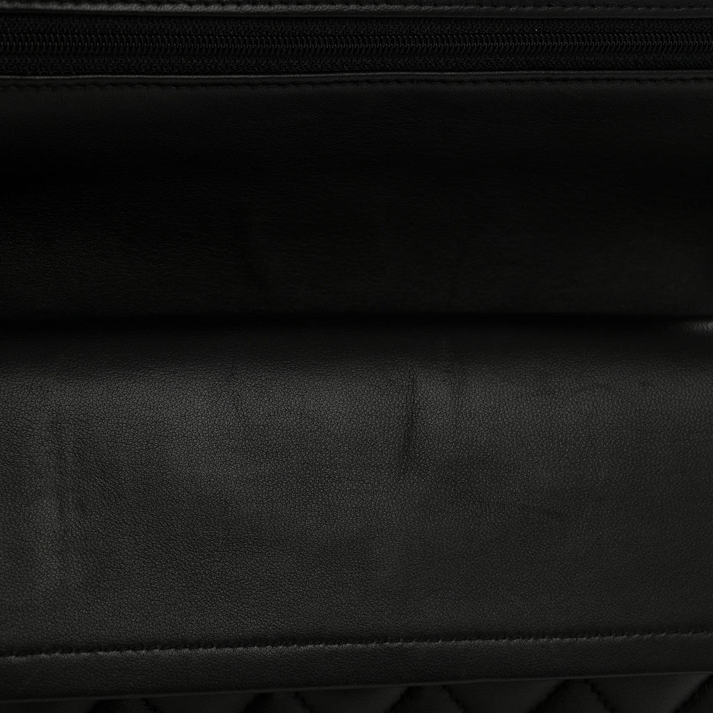 Lambskin Quilted Medium Double Flap Black
