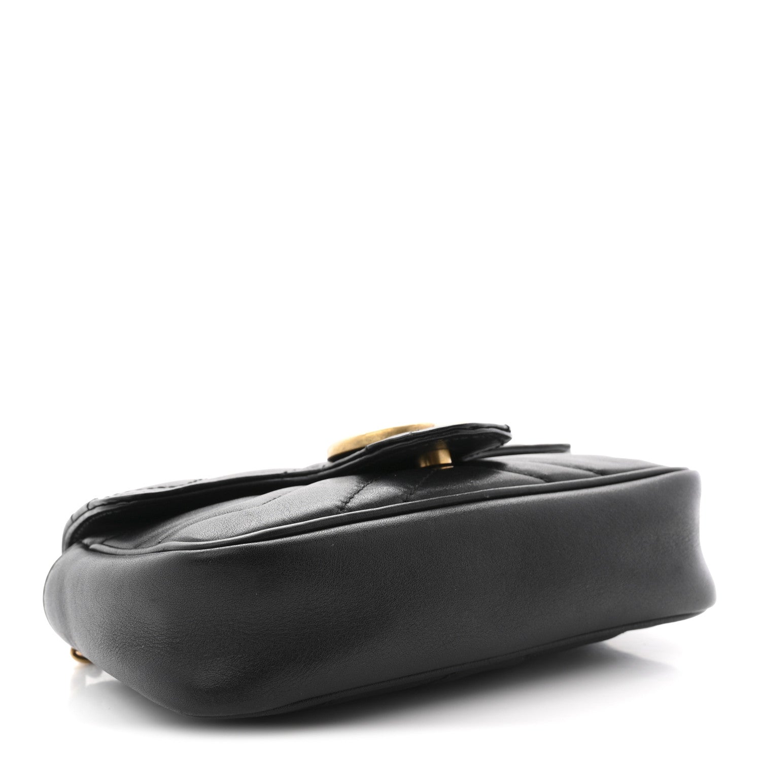 Calfskin Matelasse Super Mini GG Marmont Shoulder Bag Black