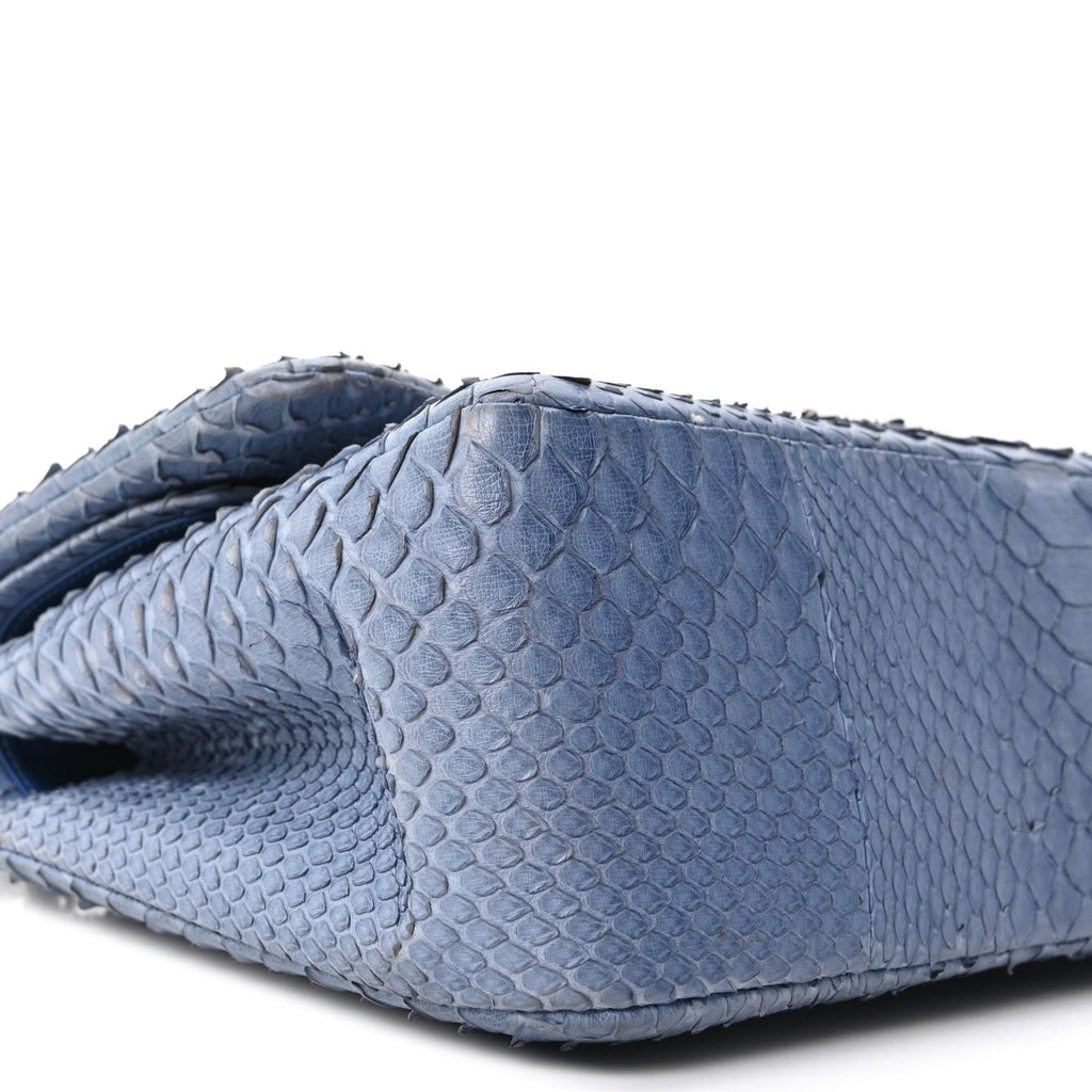 Snakeskin Jumbo Double Flap Light Blue