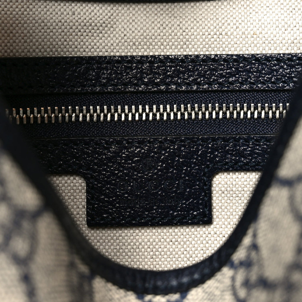 GG Supreme Monogram Textured Dollar Calfskin Web Small Jackie 1961 Hobo Beige Blue