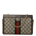 GG Supreme Monogram Web Small Ophidia Chain Shoulder Bag Brown