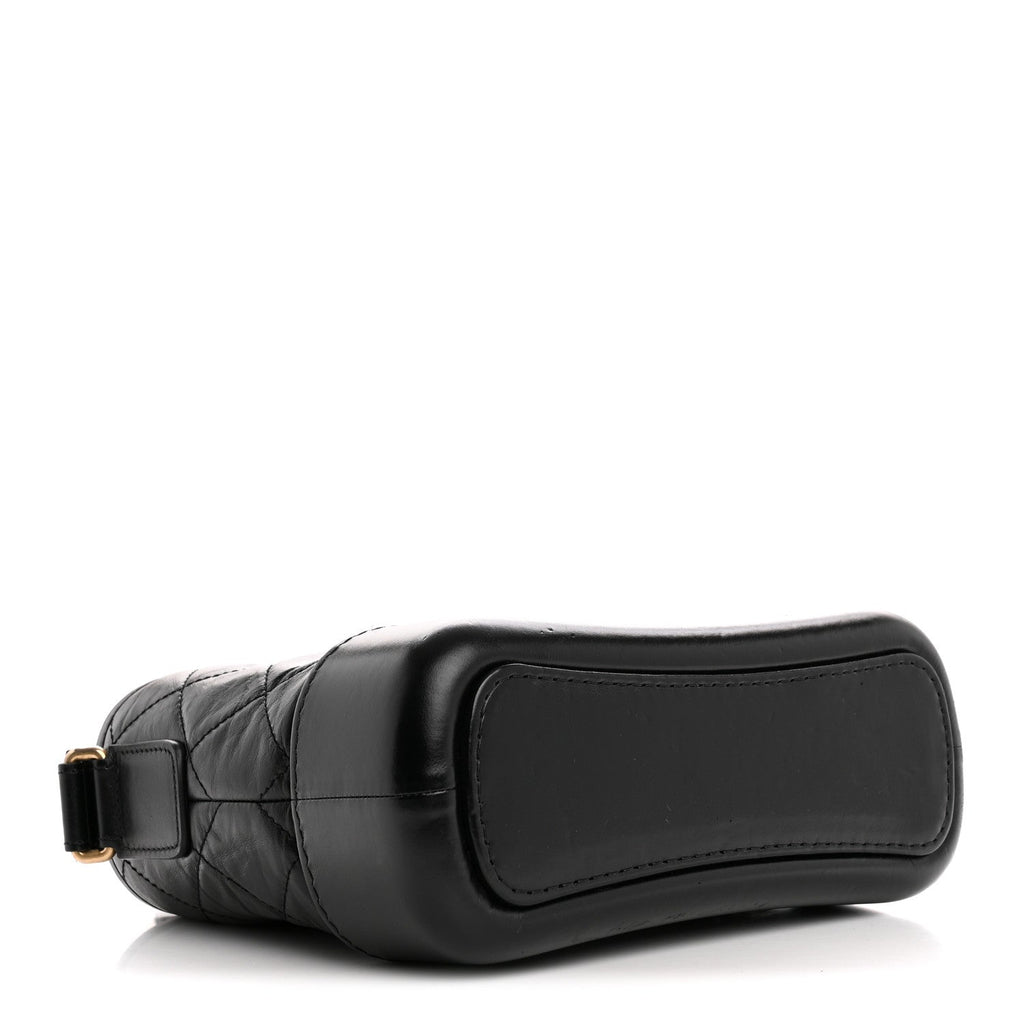 Aged Calfskin Quilted Small Gabrielle Hobo Black