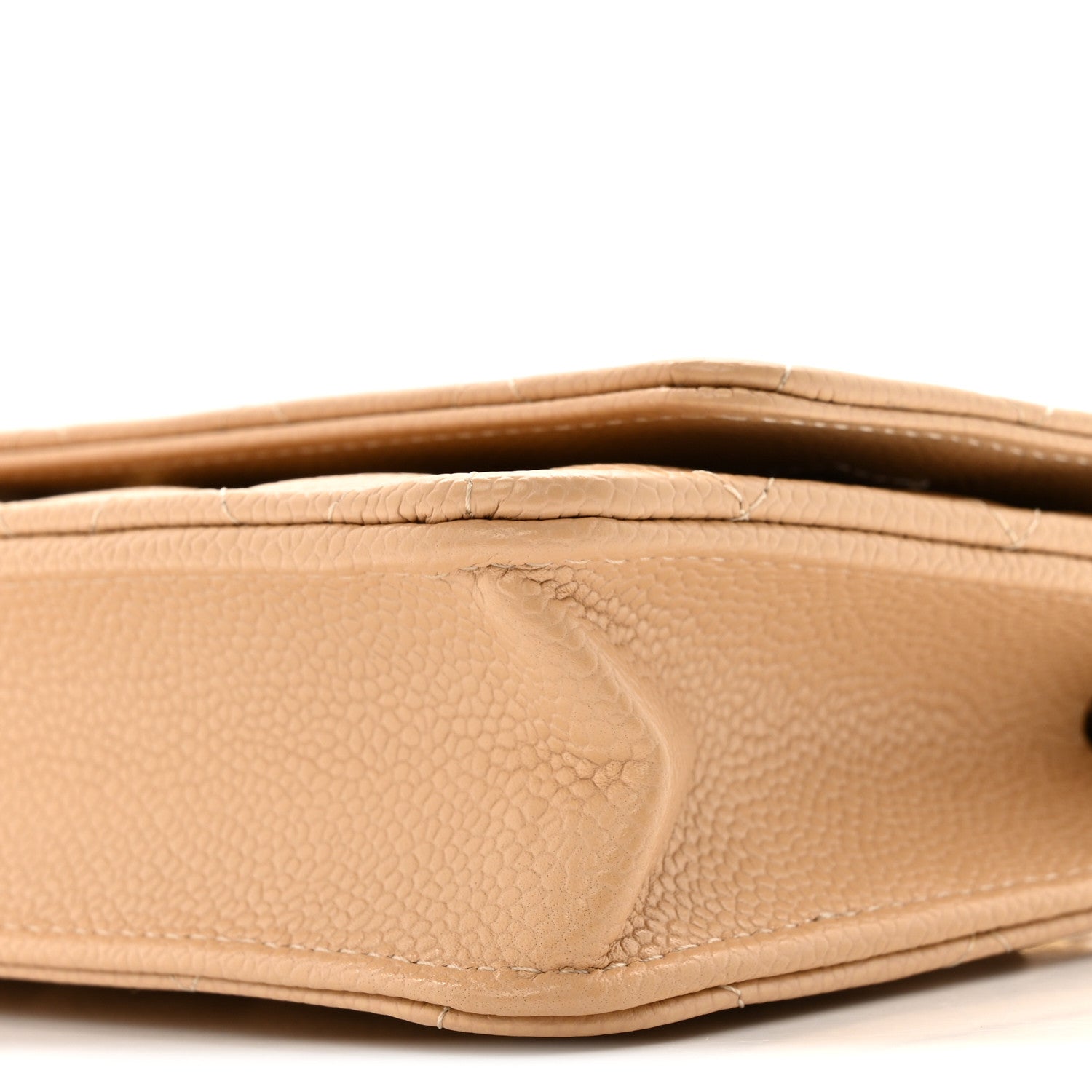 Caviar Quilted Wallet on Chain WOC Beige