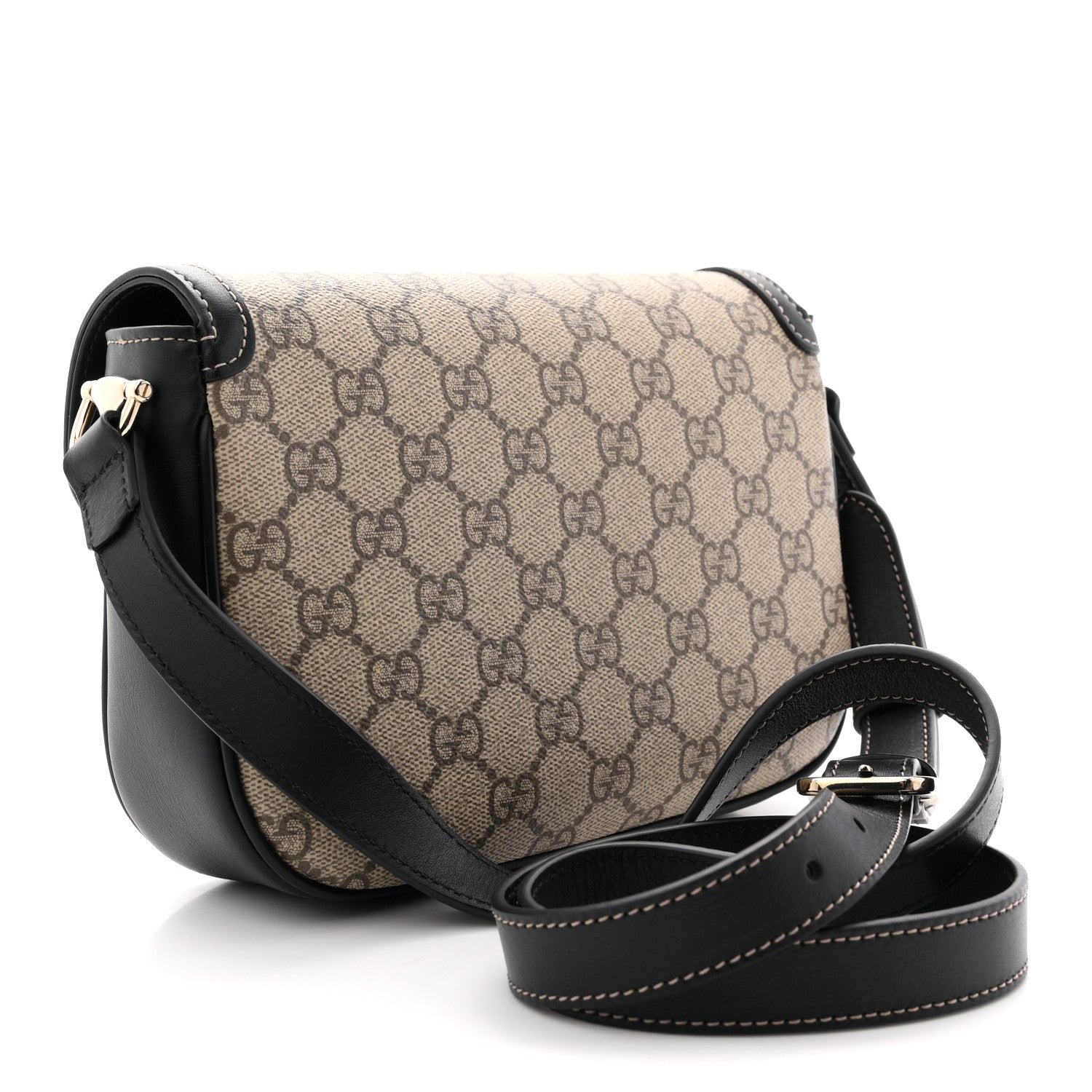 GG Supreme Monogram Horsebit 1955 Soft Small Shoulder Bag Beige Black