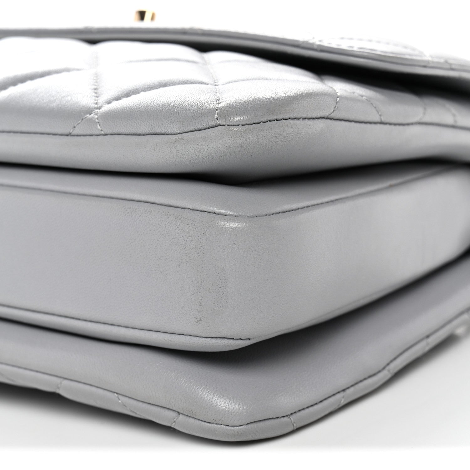 Lambskin Quilted Small Trendy CC Flap Dual Handle Bag Grey