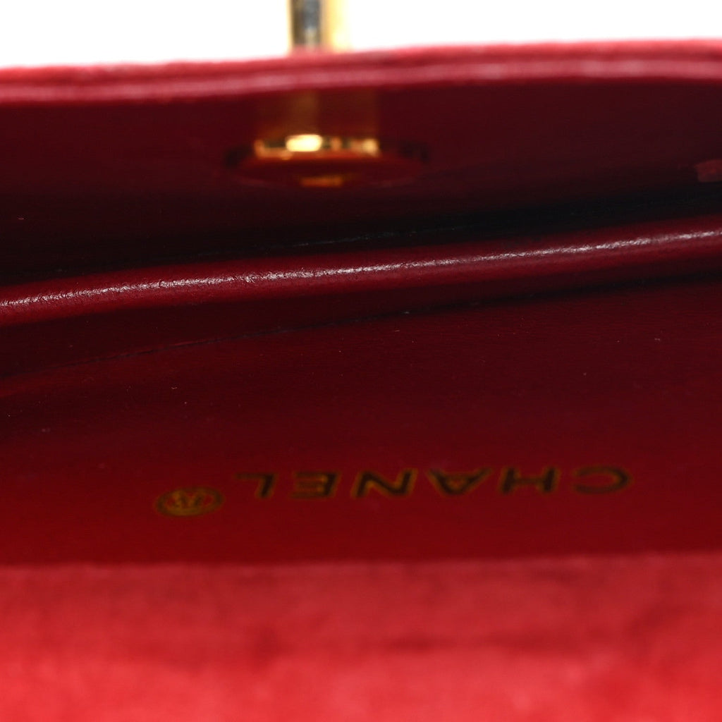 Suede Quilted Mini Square Flap Red