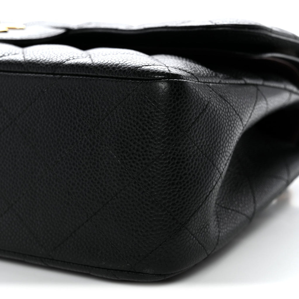 Caviar Quilted Jumbo Double Flap Black