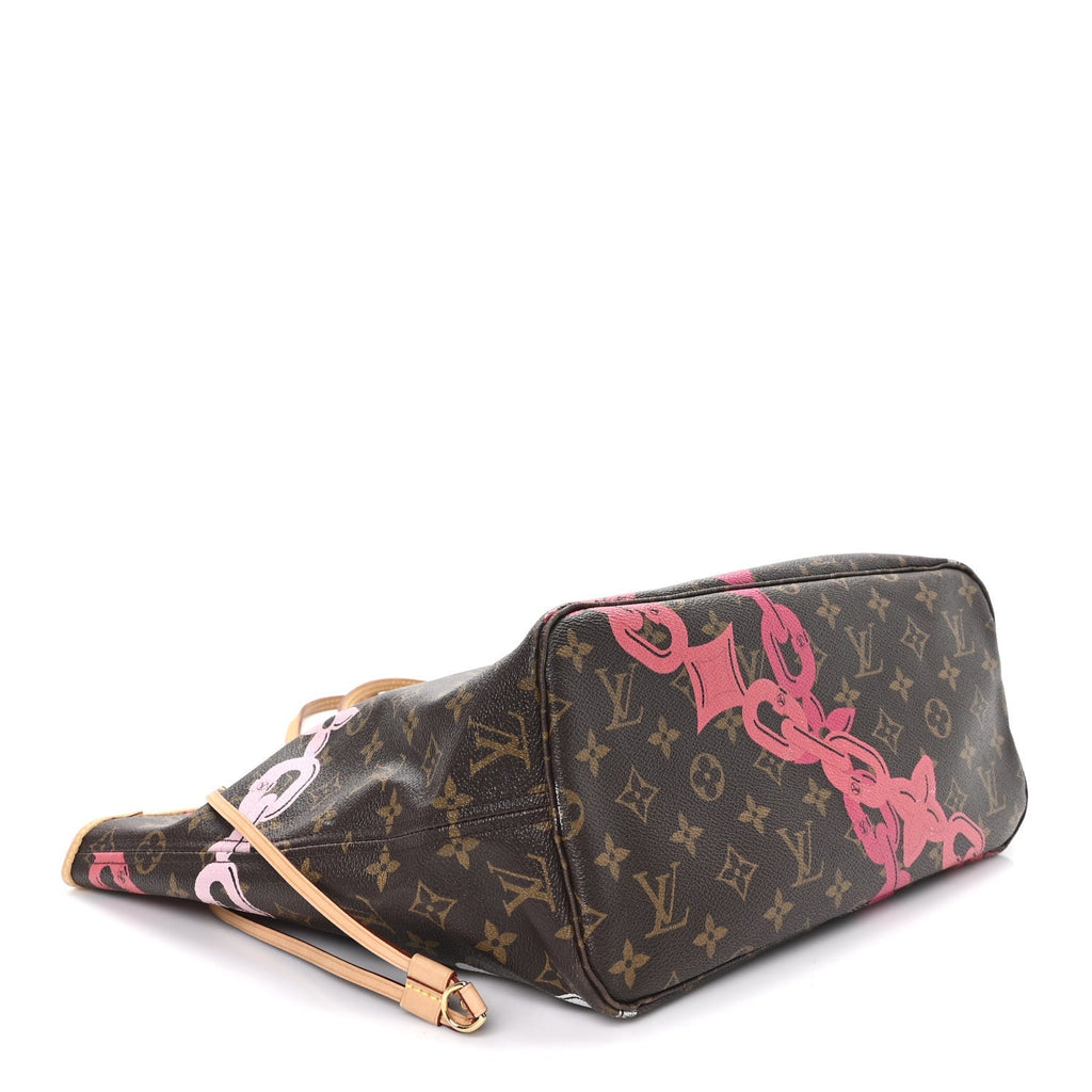 Monogram Bay Neverfull MM Rose Ballerine Poppy