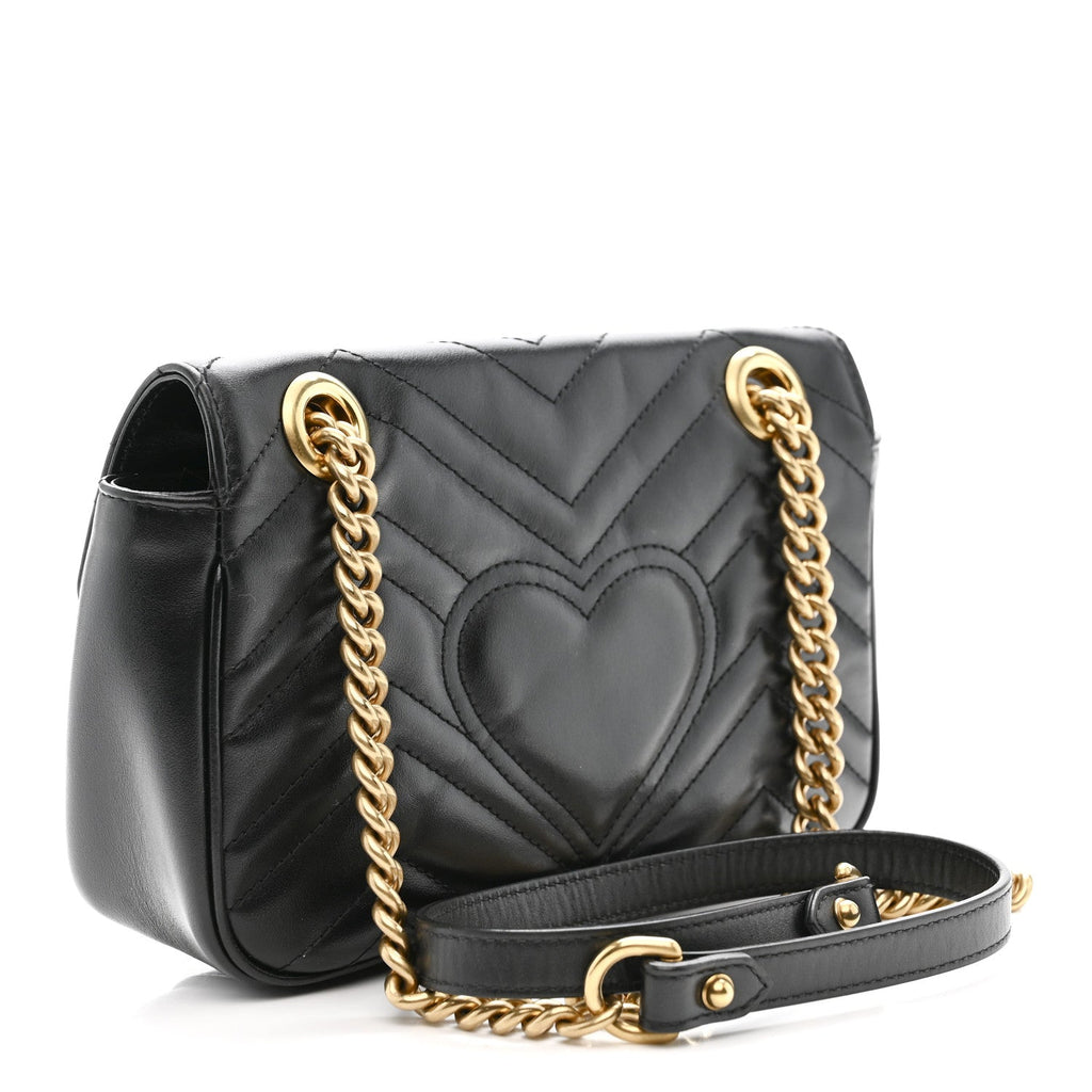 Calfskin Matelasse Mini GG Marmont Shoulder Bag Black