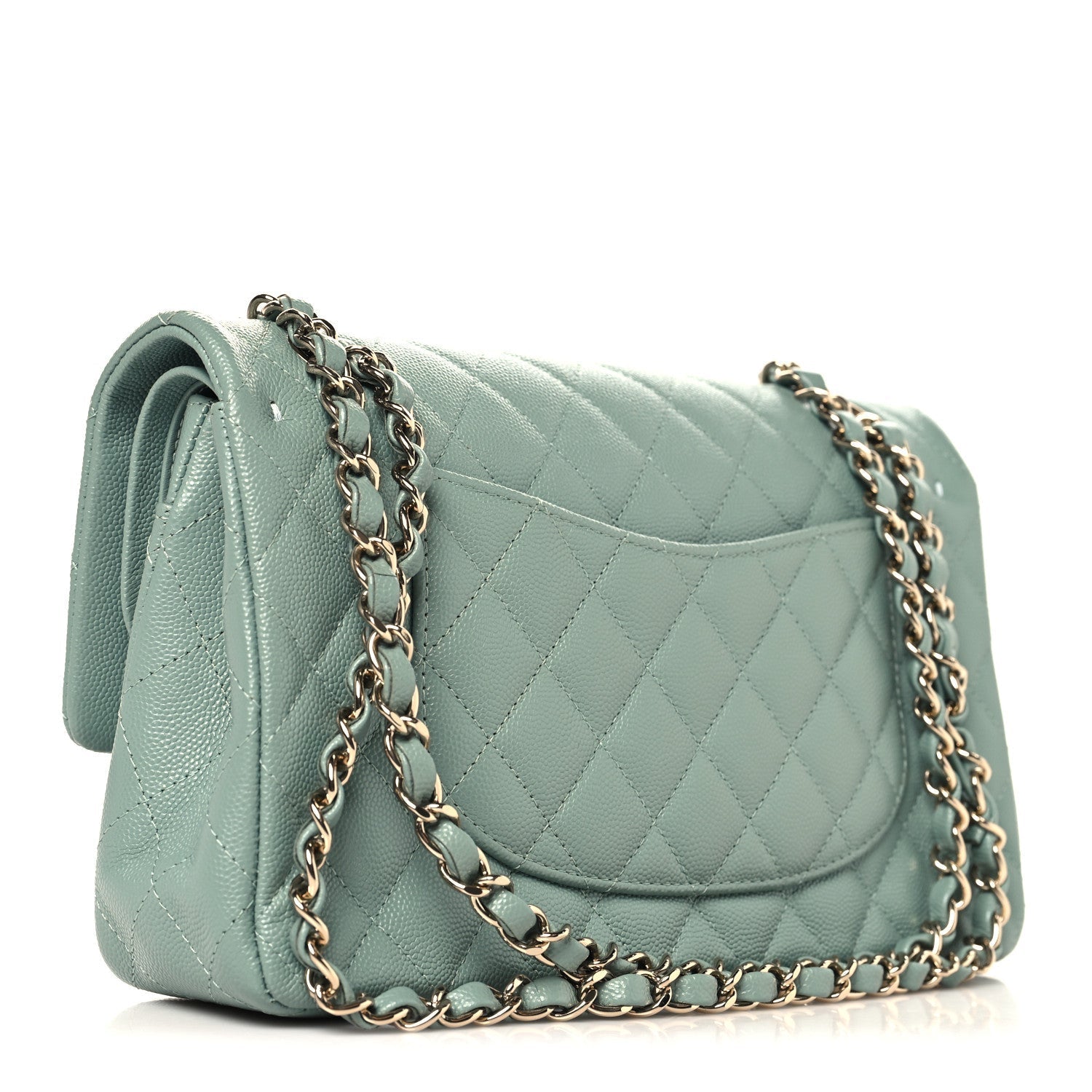 Caviar Quilted Medium Double Flap Dark Green