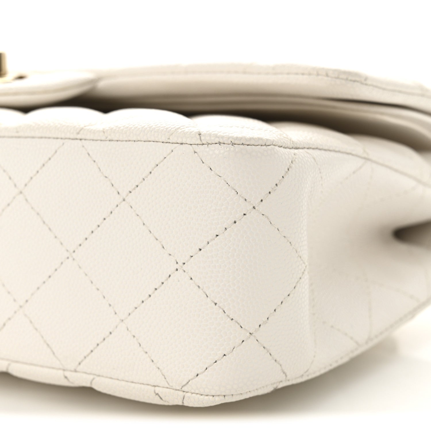 Caviar Quilted Medium Double Flap White