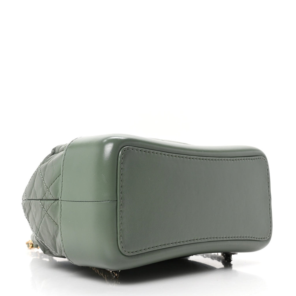 Aged Calfskin Quilted Small Gabrielle Backpack Green