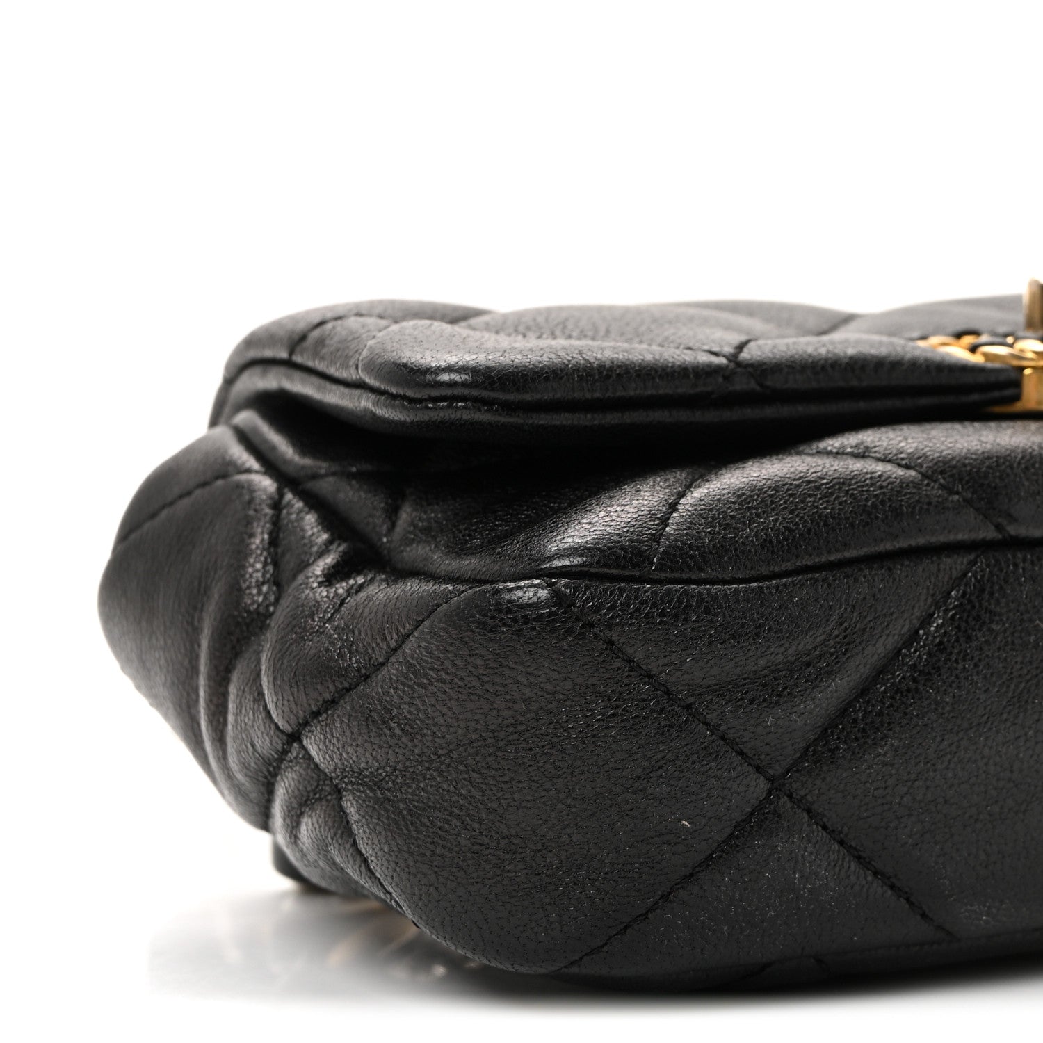 Goatskin Quilted Chanel 19 Waist Bag Black