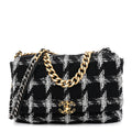 Tweed Quilted Maxi Chanel 19 Flap Black White