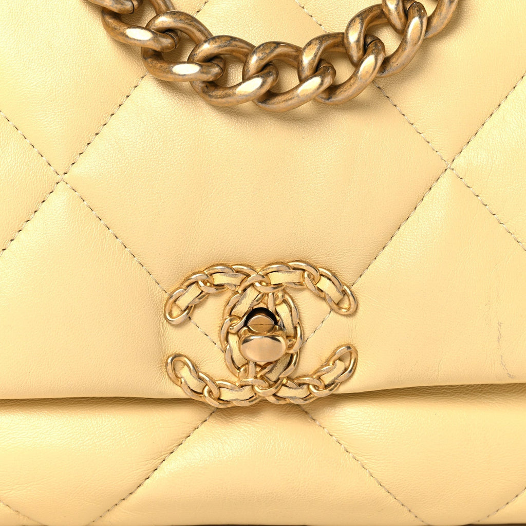 Lambskin Quilted Medium Chanel 19 Flap Yellow
