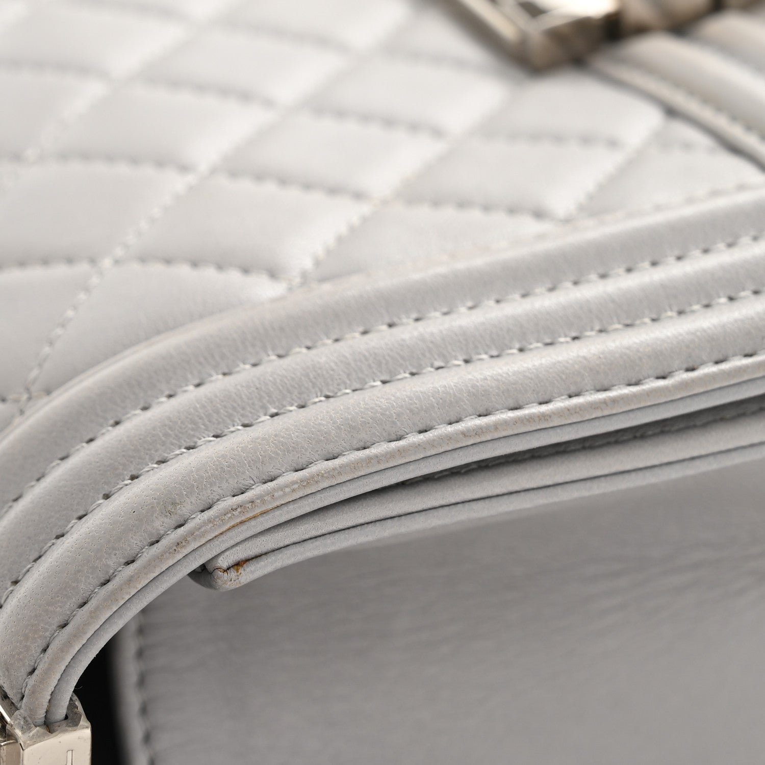 Lambskin Quilted Small Boy Flap Grey