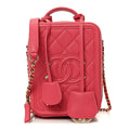Caviar Quilted CC North South Filigree Vanity Case Pink