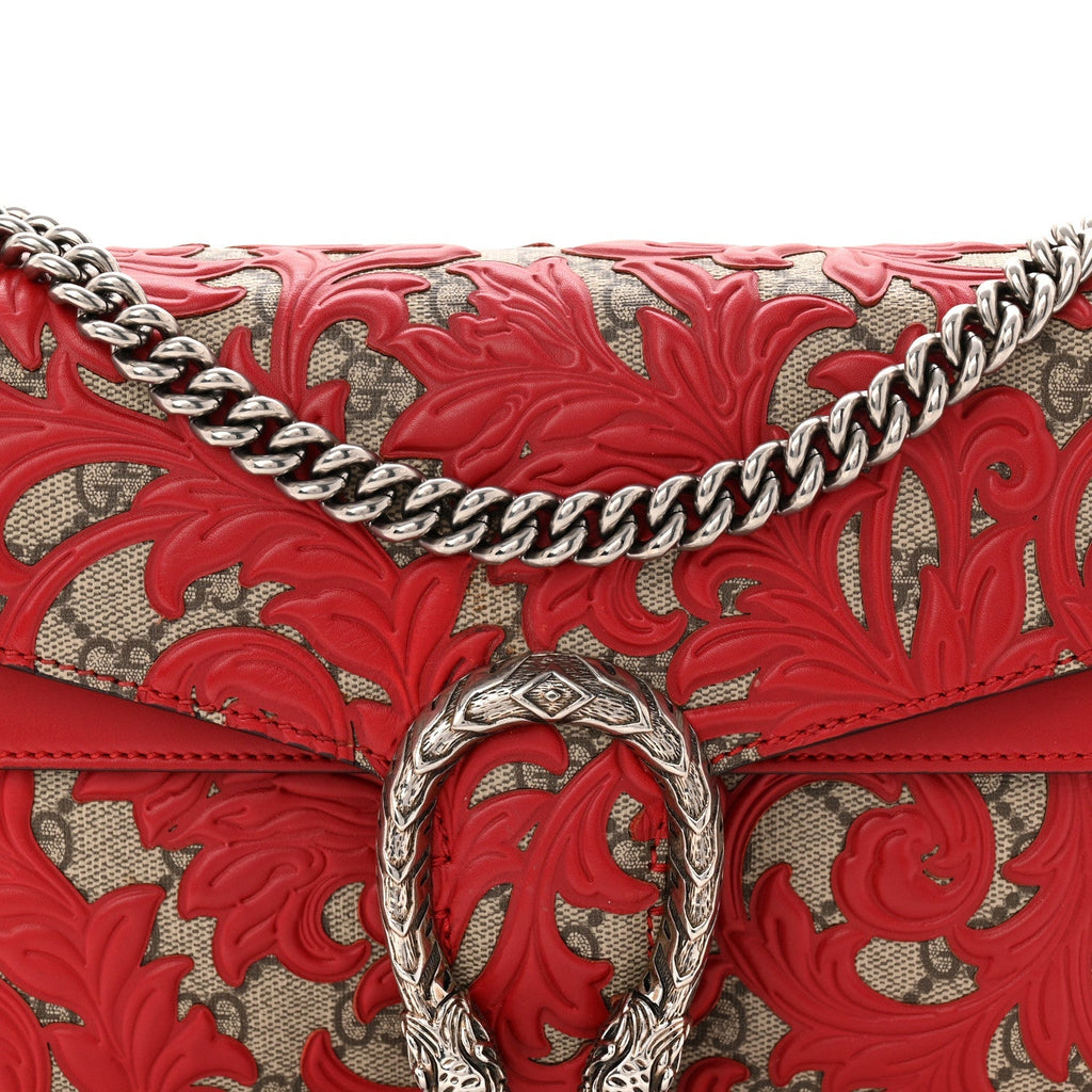 GG Supreme Monogram Arabesque Dionysus Shoulder Bag Hibiscus Red