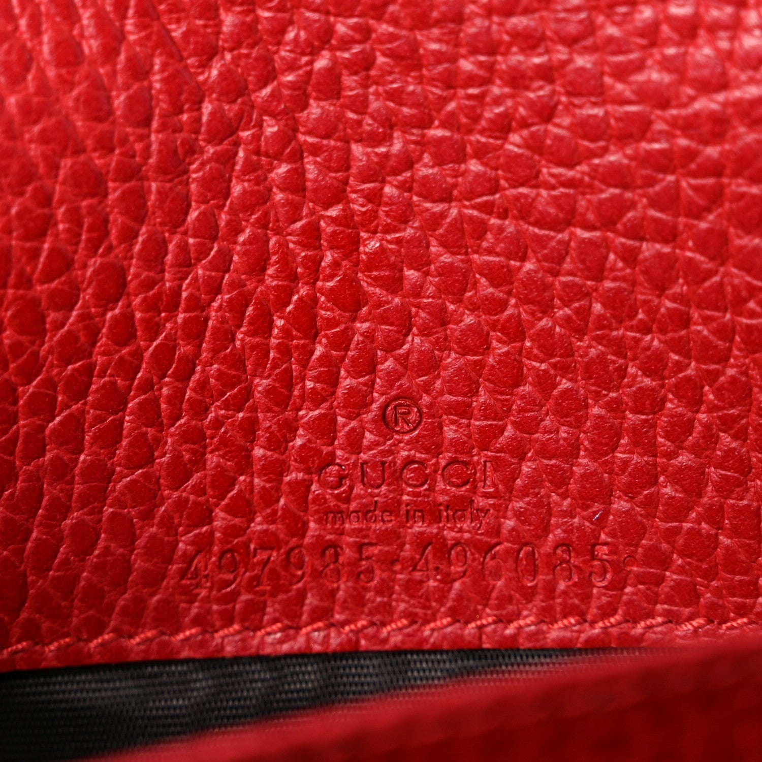 Dollar Calfskin Mini GG Marmont Chain Wallet Hibiscus Red