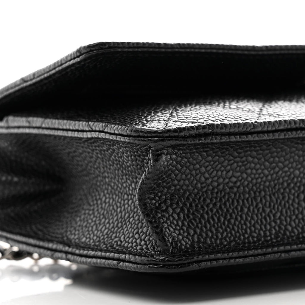 Caviar Quilted Wallet on Chain WOC Black