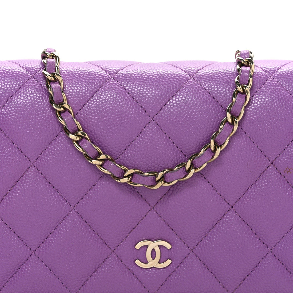 Caviar Quilted Wallet On Chain WOC Purple