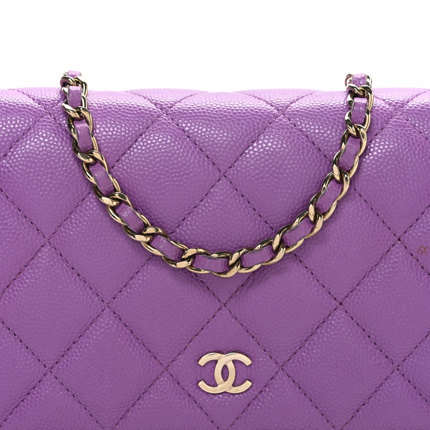 Caviar Quilted Wallet On Chain WOC Purple