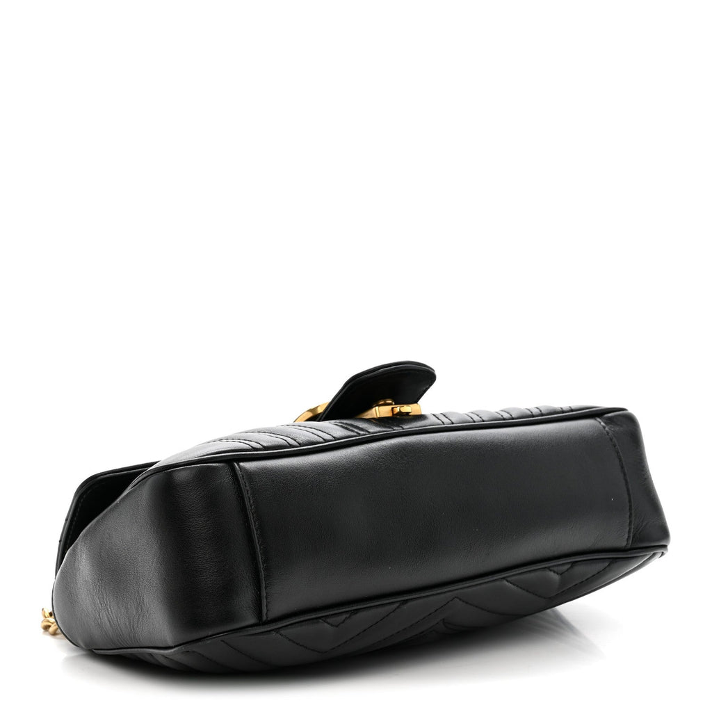 Calfskin Matelasse Small GG Marmont Shoulder Bag Black
