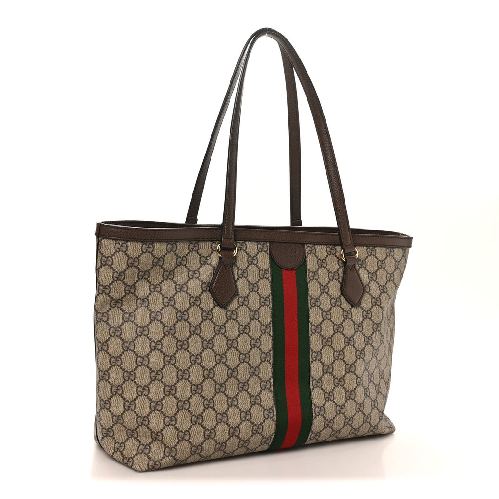 GG Supreme Monogram Medium Ophidia Shopping Tote Brown