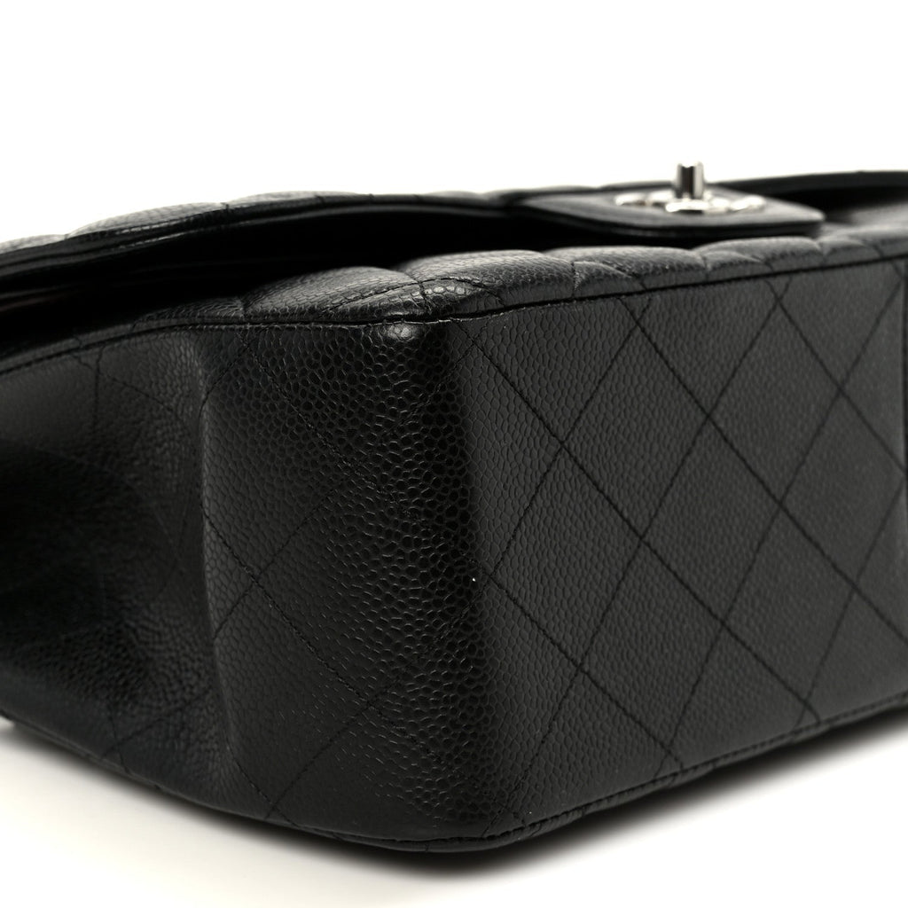 Caviar Quilted Jumbo Double Flap Black