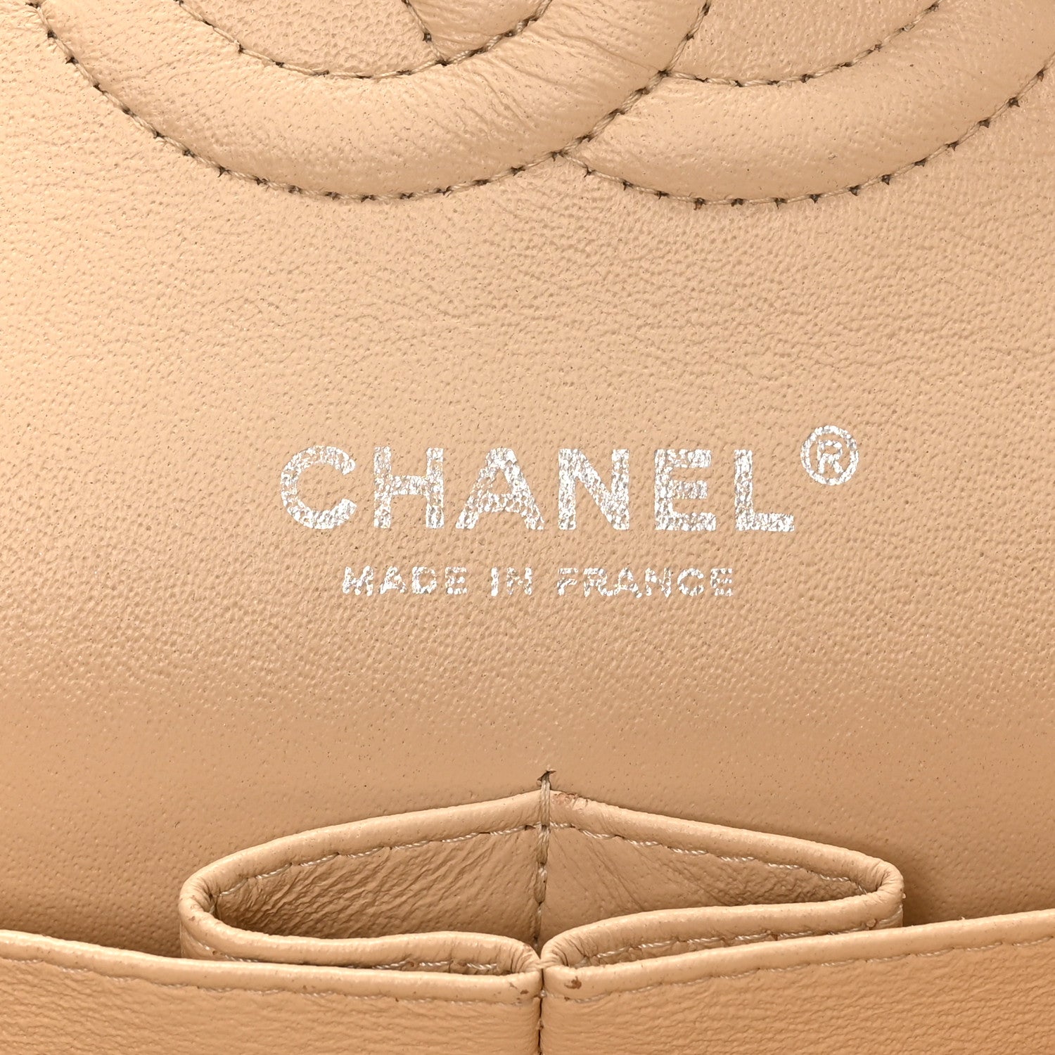 Caviar Quilted Medium Double Flap Beige