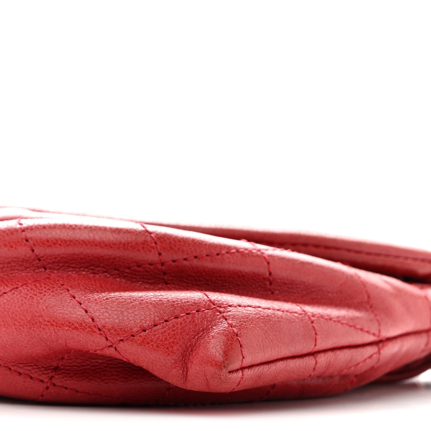 Lambskin Half Moon Wallet On Chain WOC Red