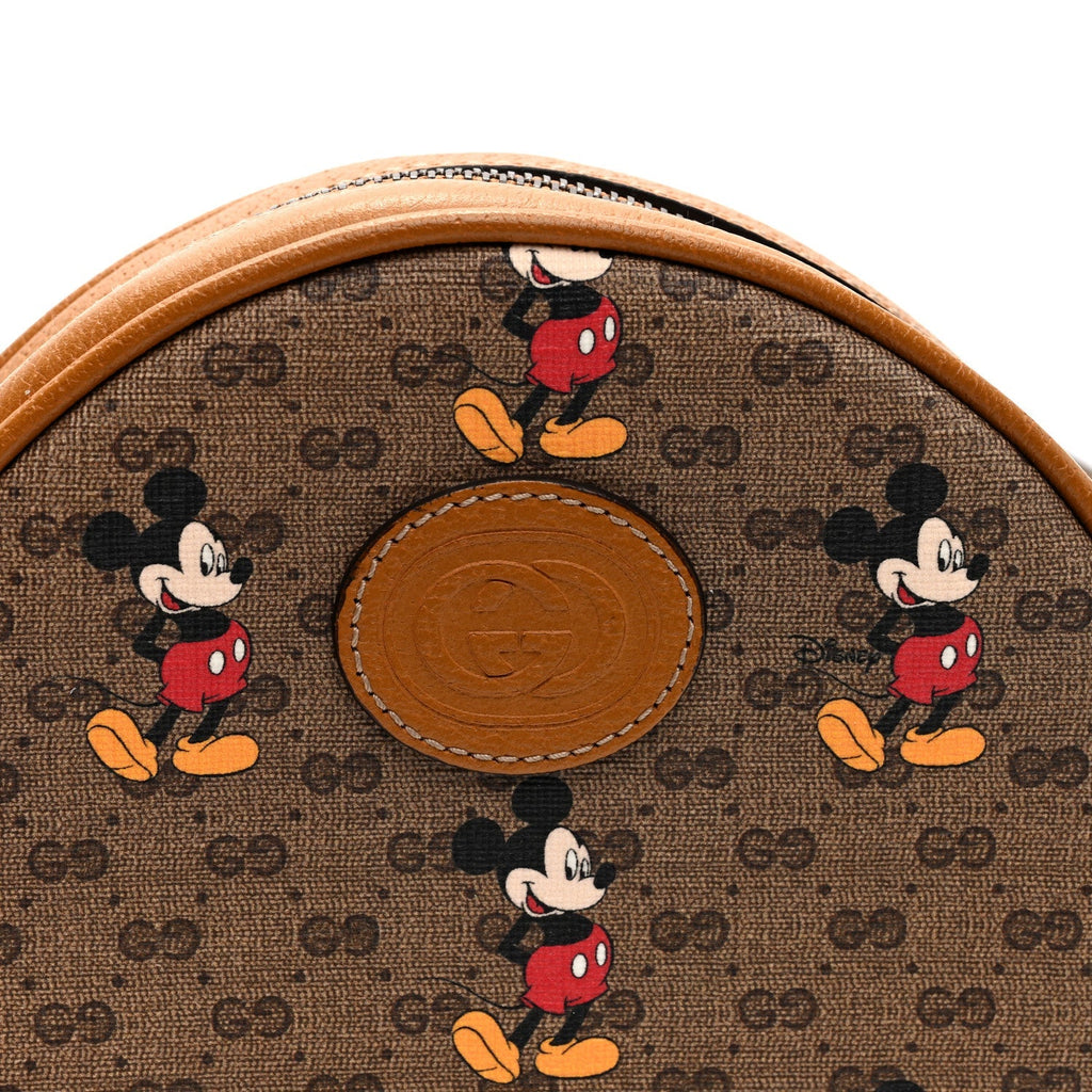 X DISNEY Mini Vintage GG Supreme Monogram Mickey Mouse Round Backpack Beige Vintage Sun Oil