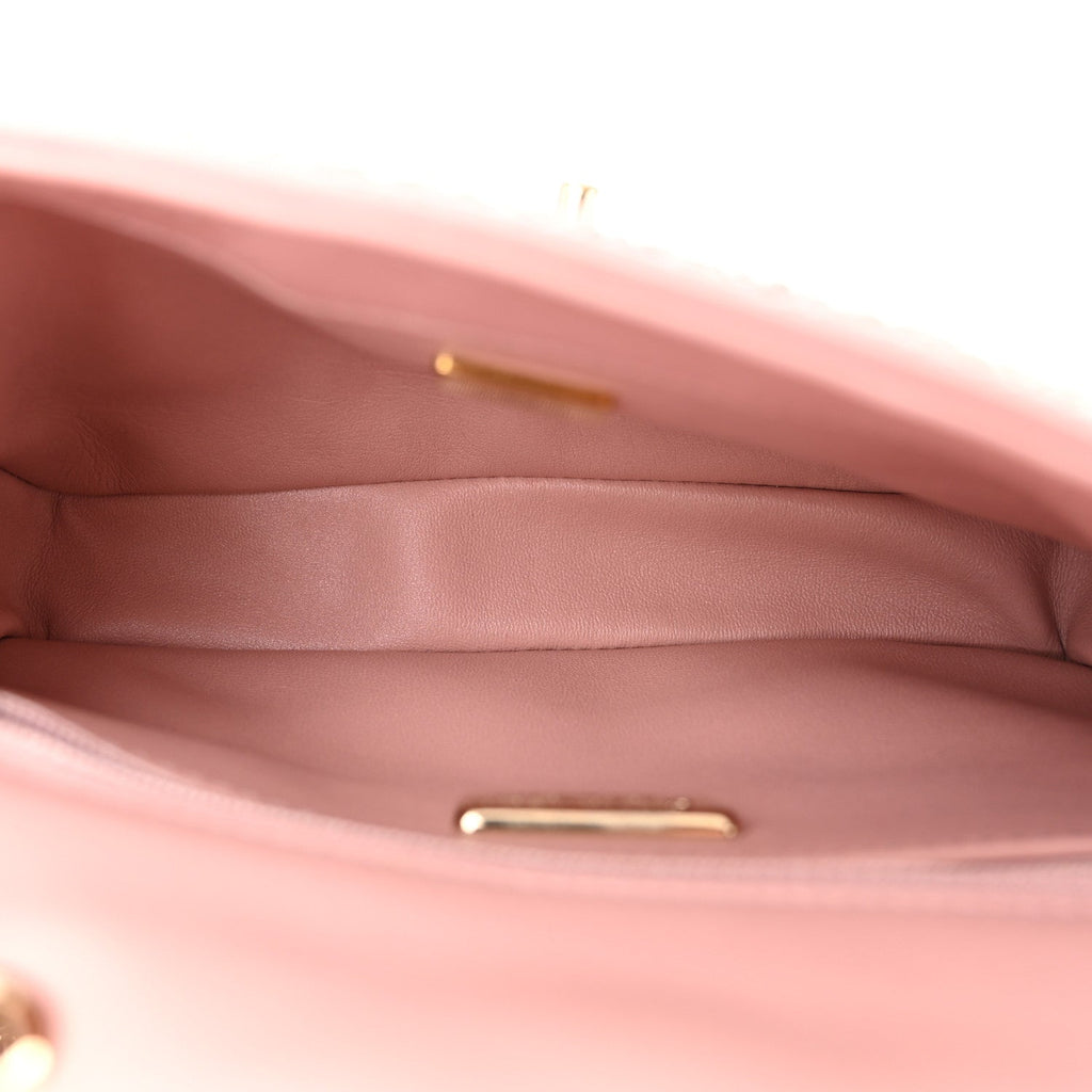 Lambskin Crystal Diamante Small Flap Light Pink