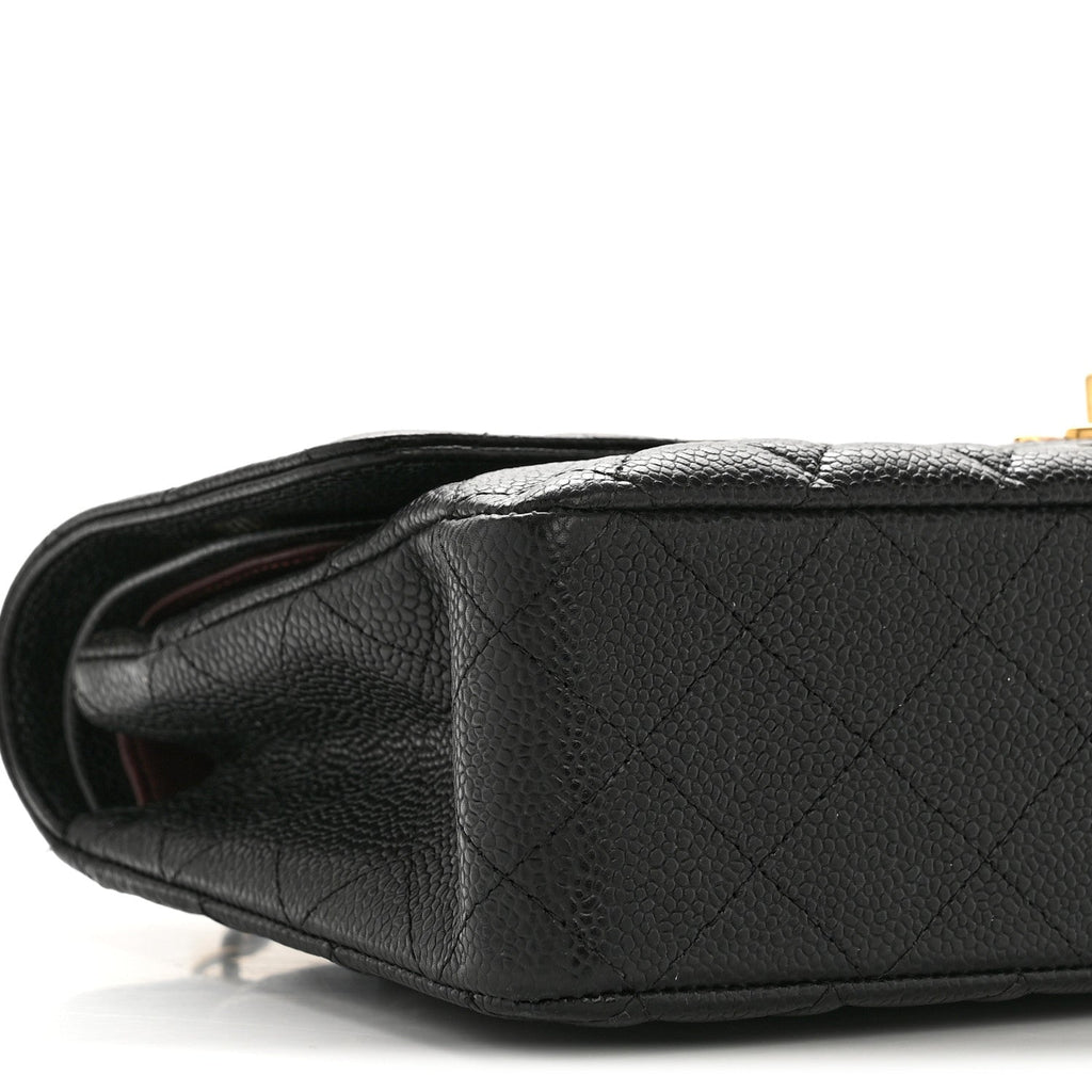 Caviar Quilted Medium Double Flap Black