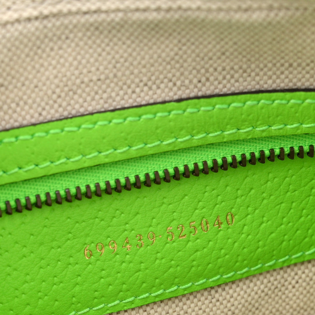 GG Supreme Monogram Textured Dollar Calfskin Web Ophidia Wristlet Shoulder Bag Beige Ebony Green