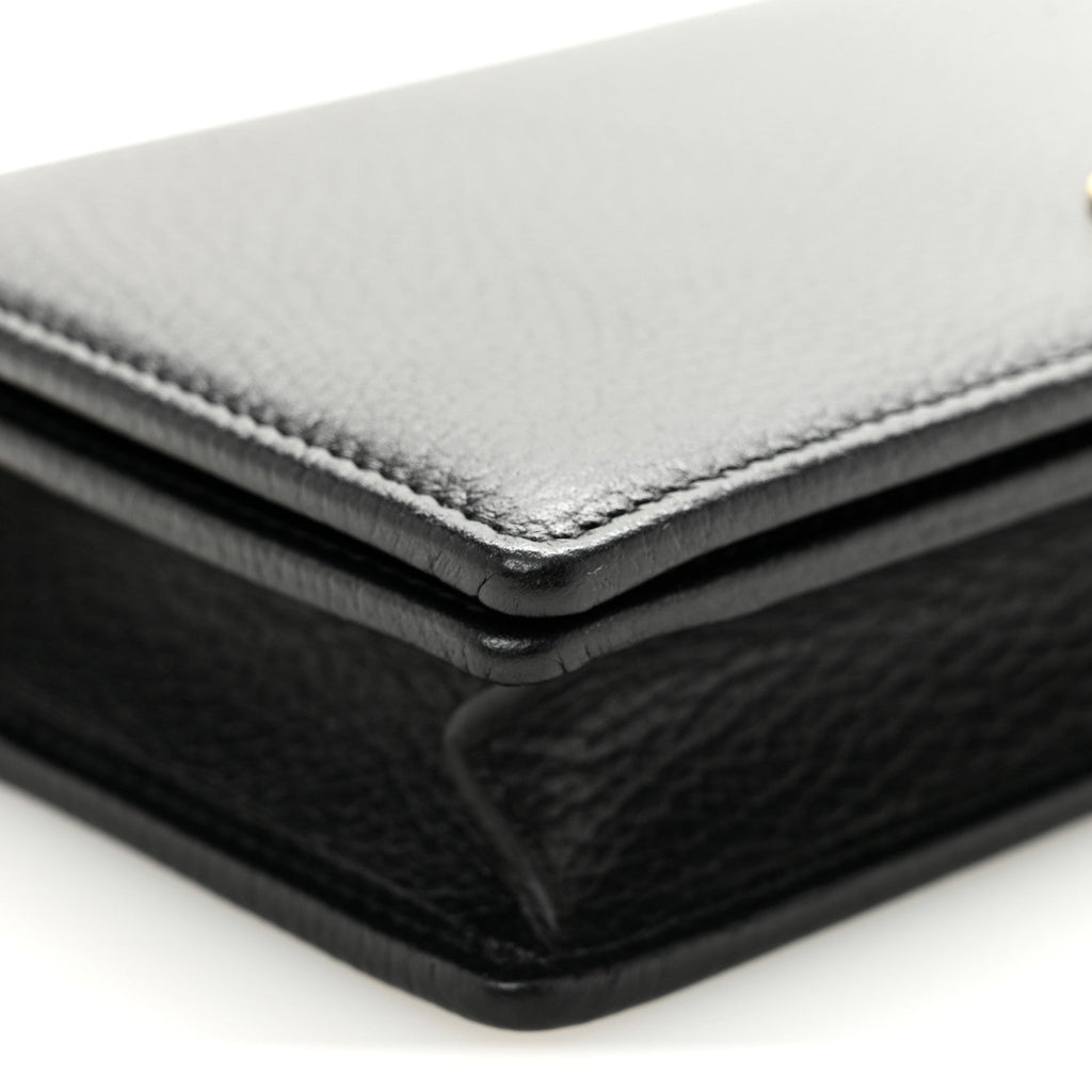 Calfskin Mini GG Marmont Chain Wallet Black