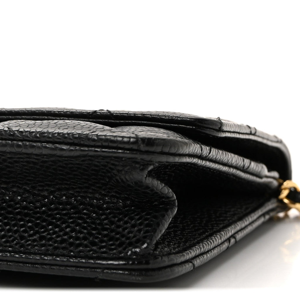 Caviar Quilted Wallet on Chain WOC Black