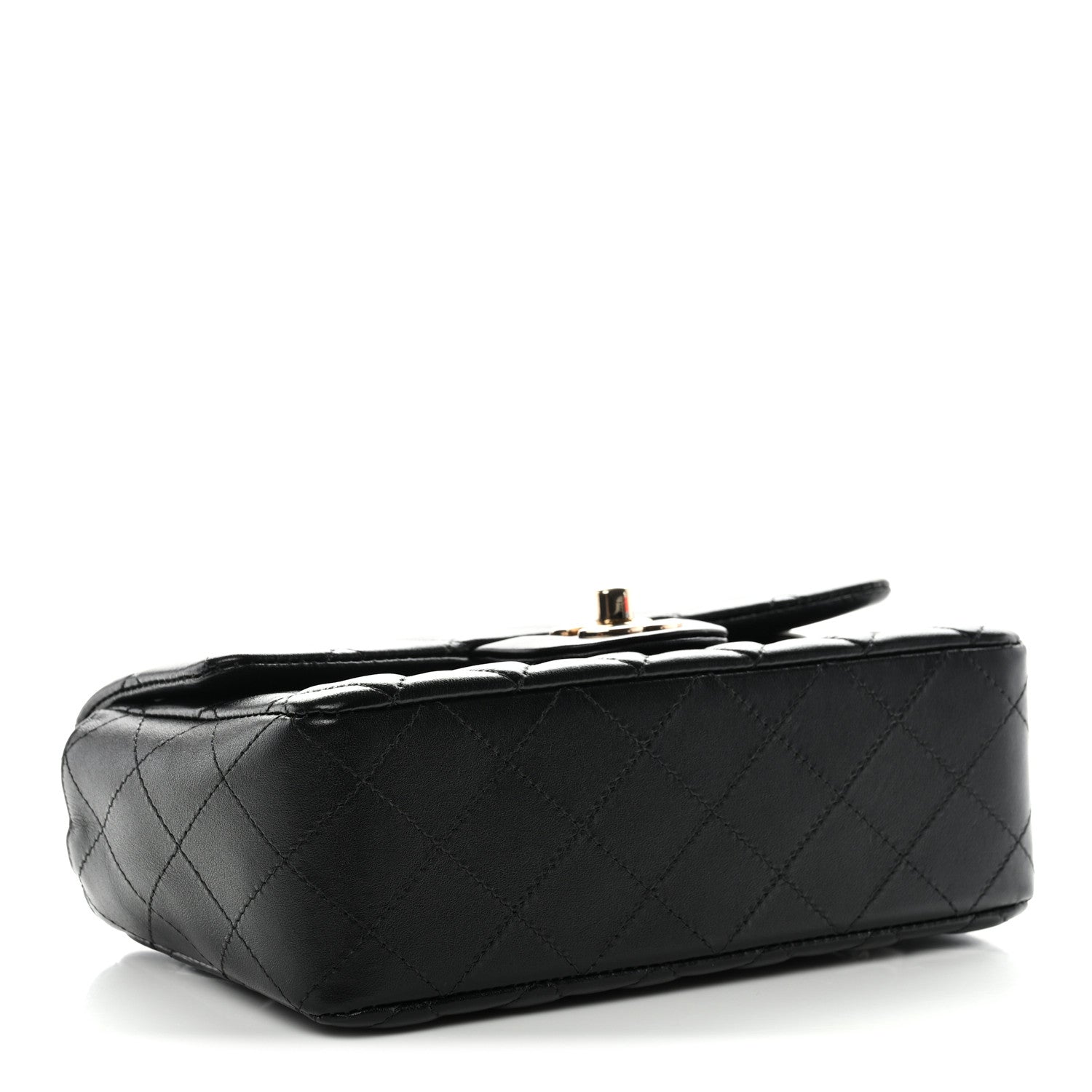 Lambskin Quilted Mini Rectangular Flap Black
