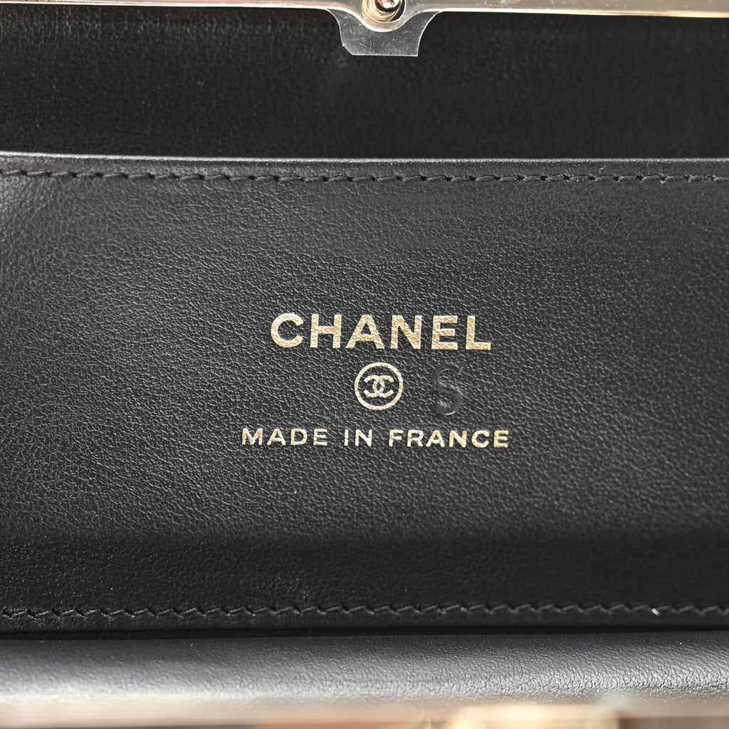 Patent Calfskin Boy Minaudiere Black