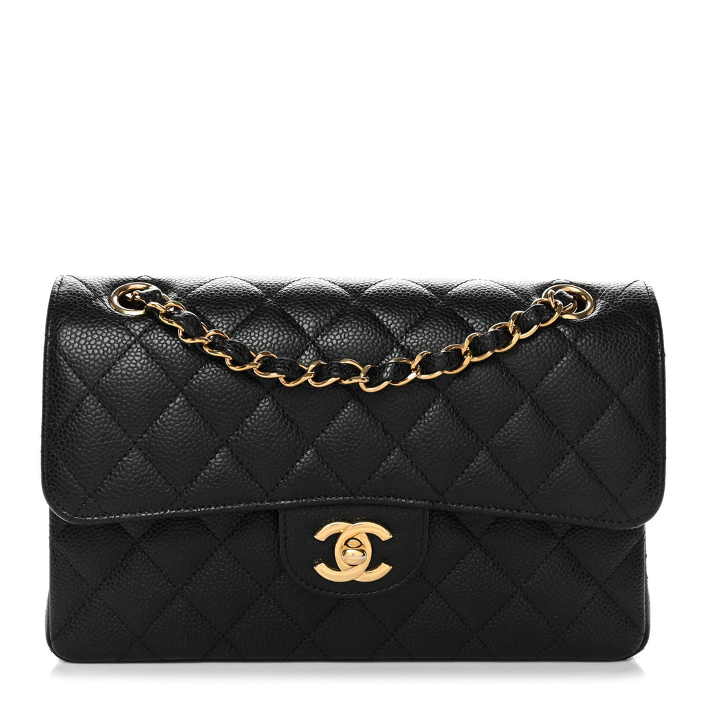Caviar Quilted Small Double Flap Black