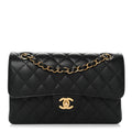 Caviar Quilted Small Double Flap Black
