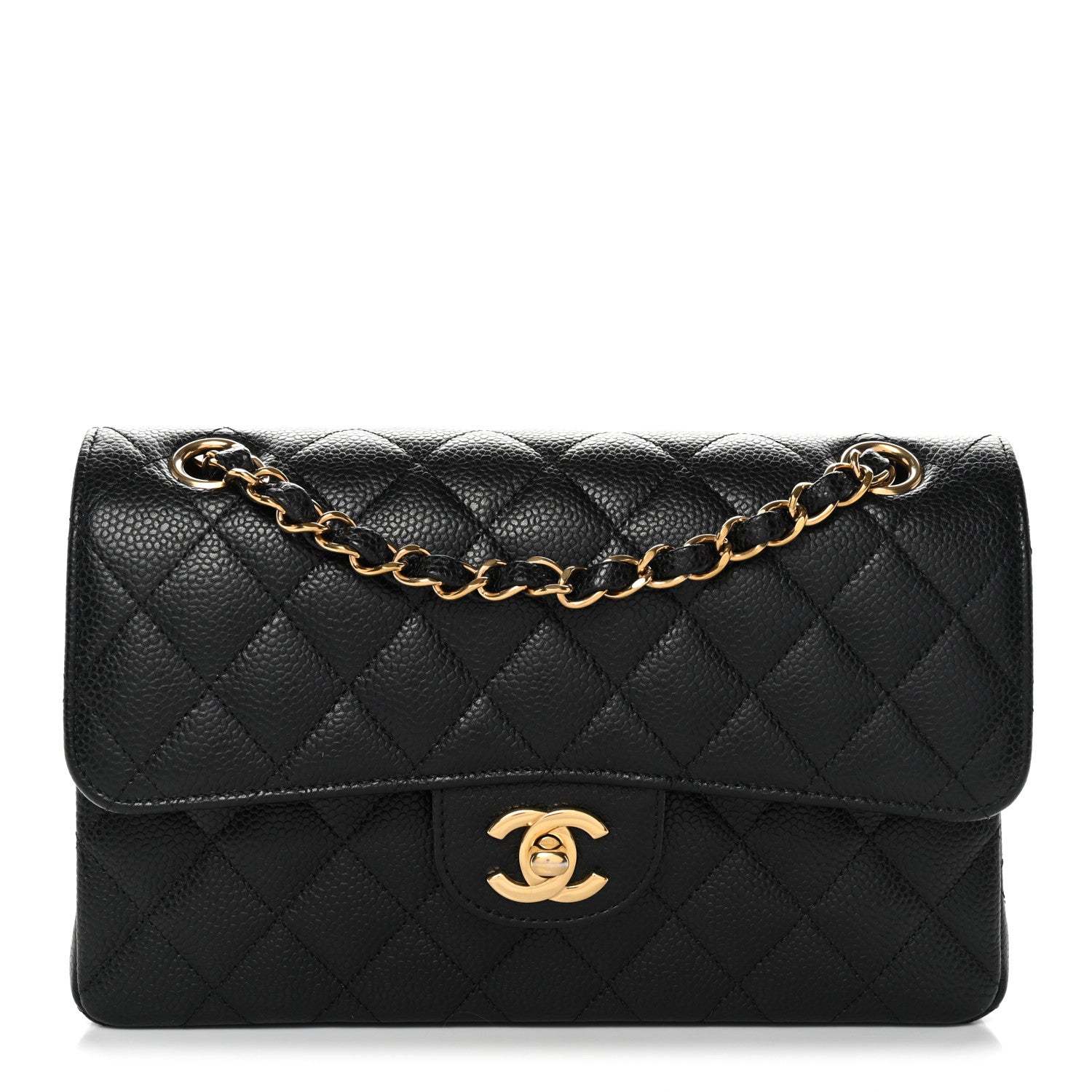 Caviar Quilted Small Double Flap Black
