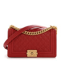 Lambskin Quilted Medium Boy Flap Red