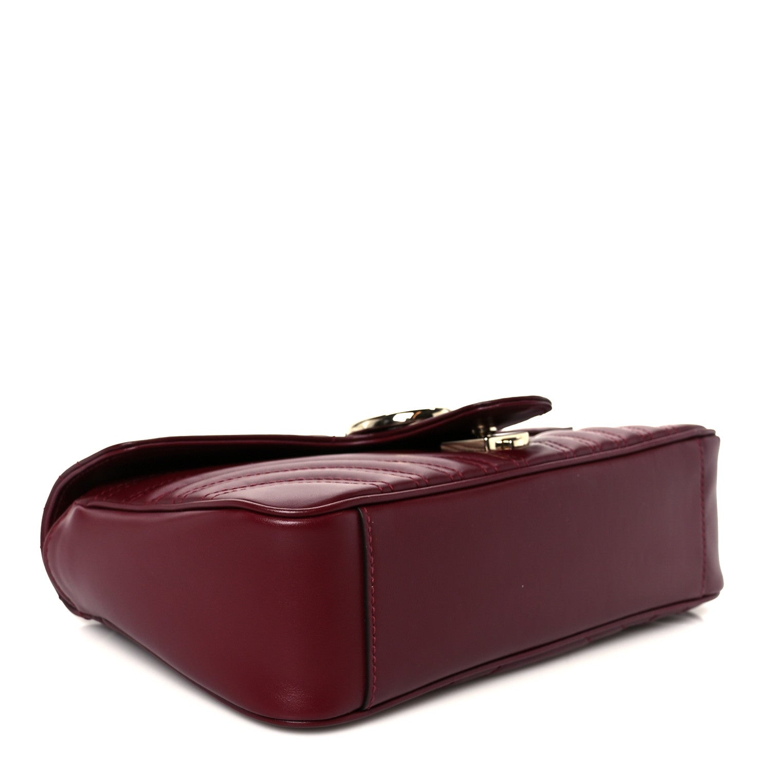 Calfskin Matelasse Small GG Marmont Shoulder Bag Rosso Ancora Red