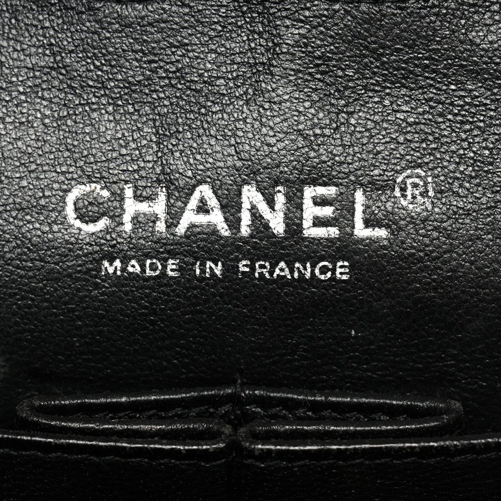 Patent Quilted Medium Double Flap Black