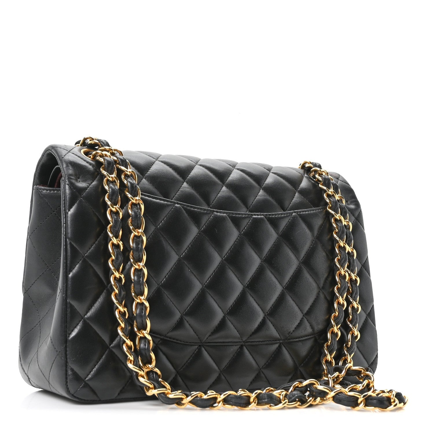 Lambskin Quilted Jumbo Double Flap Black