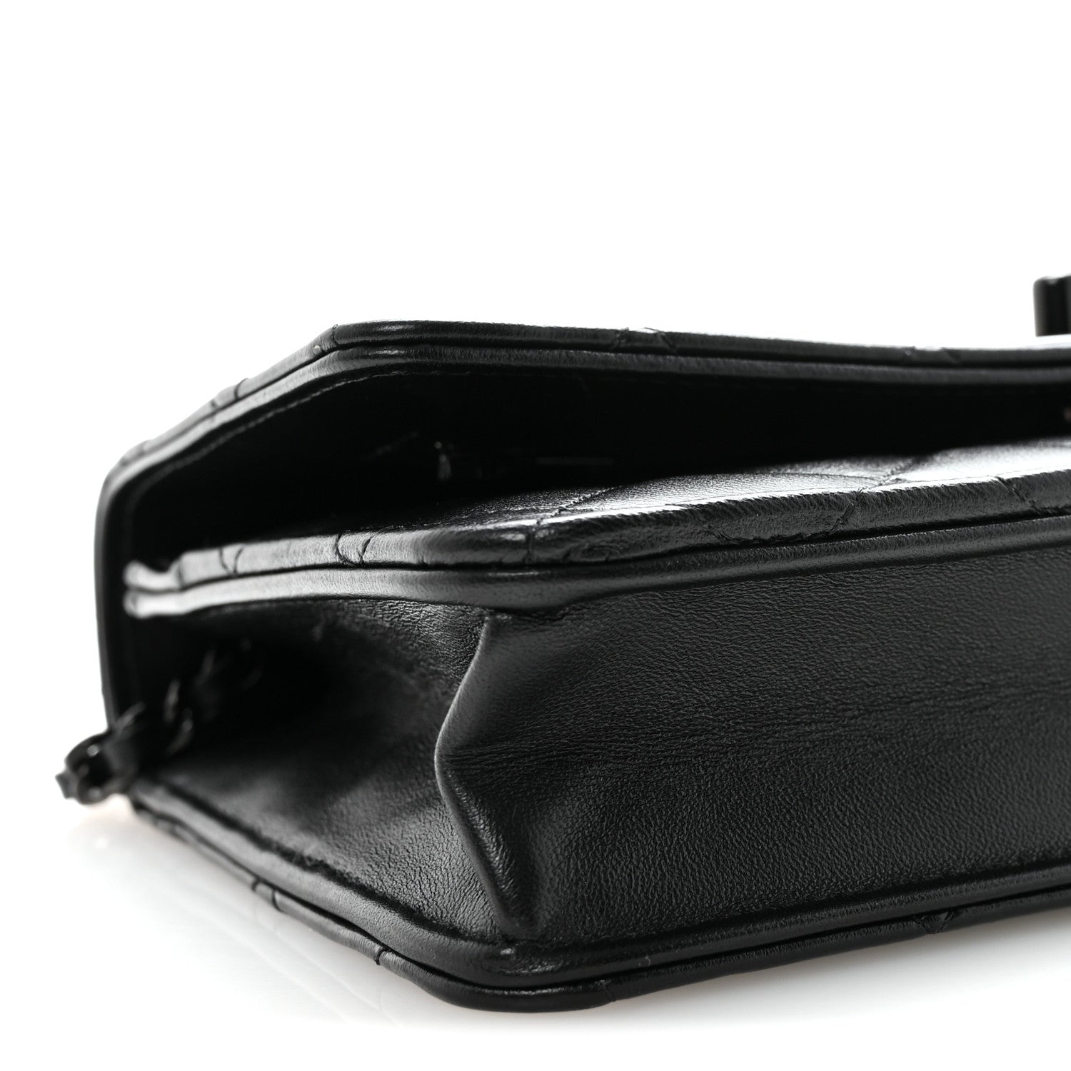 Lambskin Quilted Trendy CC Wallet On Chain WOC So Black