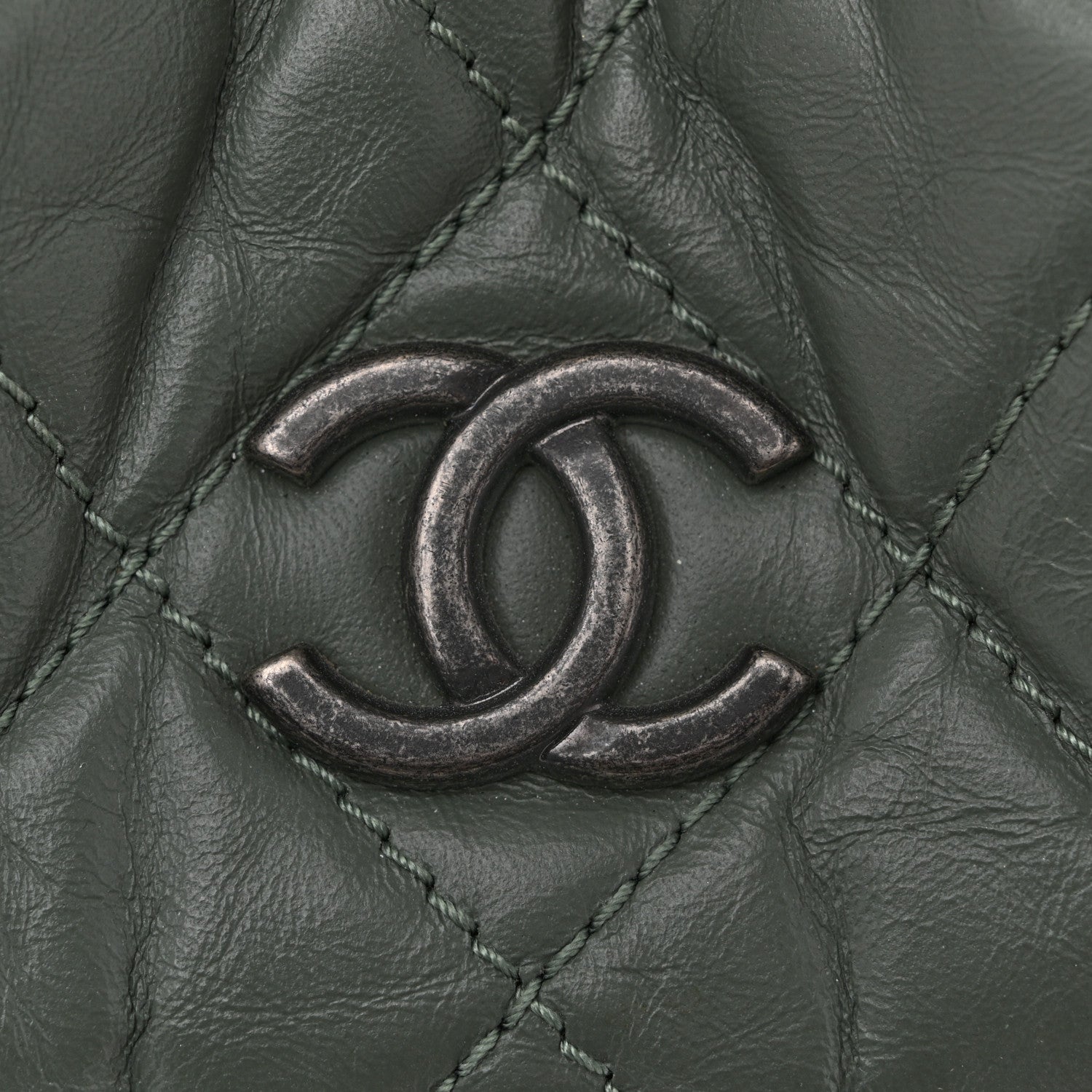 Aged Calfskin Quilted Small Gabrielle Backpack Green