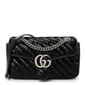 Sequin Matelasse Small GG Marmont Shoulder Bag Black