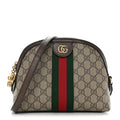 GG Supreme Monogram Textured Dollar Calfskin Web Small Ophidia Dome Shoulder Bag Beige Ebony New Acero